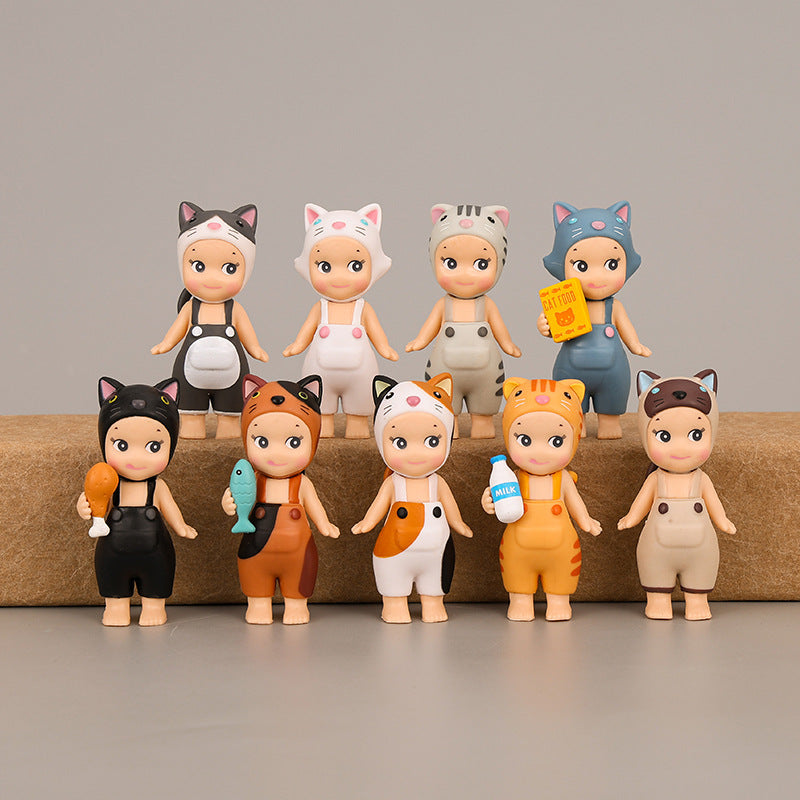 Cat Dolls Set: 9 Cute Anime Figures for Play & Display
