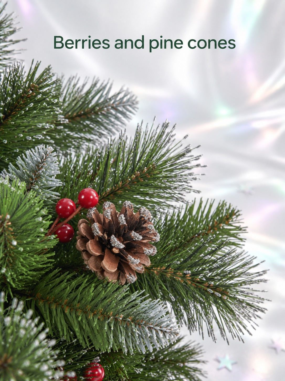 9 Ft Hinged Christmas Tree with Berries and Pine Cones
