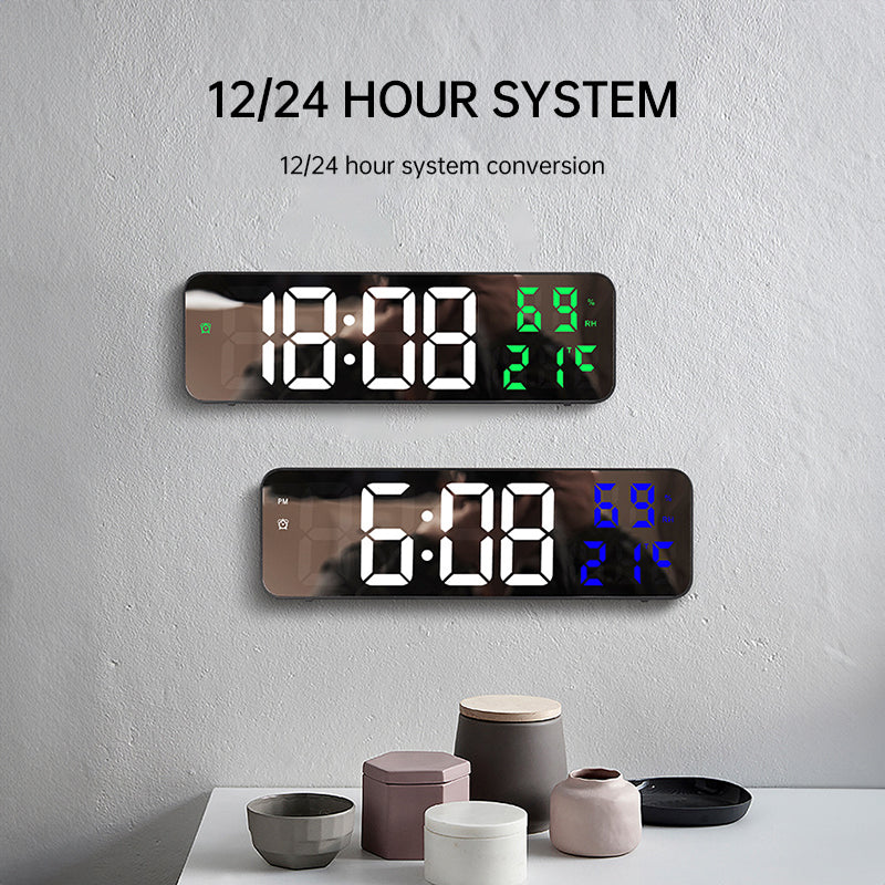 9-Inch Digital Wall Clock With Temperature & Humidity