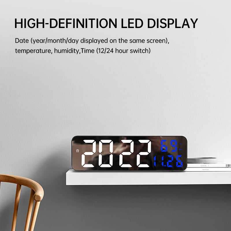9-Inch Digital Wall Clock With Temperature & Humidity