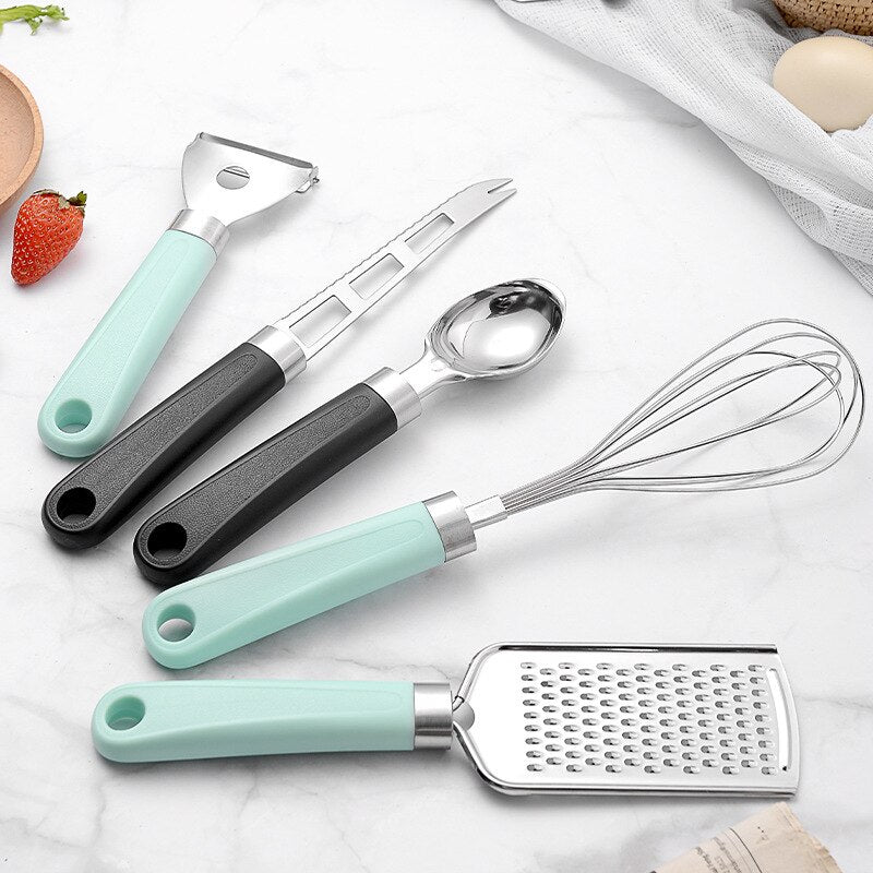 9-Piece Stainless Kitchen Utensil Set, Mint Handles