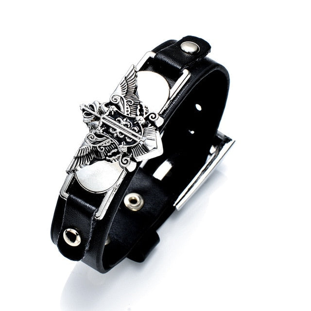 Anime Faux-Leather Wristband for Cosplay & Streetwear