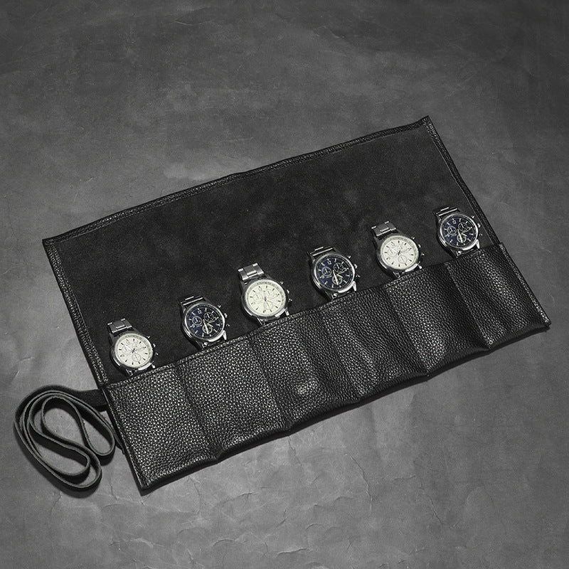 Anti-Scratch Foldable Watch Roll Case for 6 Watches