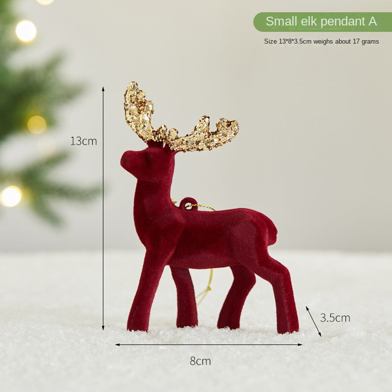 Glitter Flocked Reindeer Christmas Display Decor Set