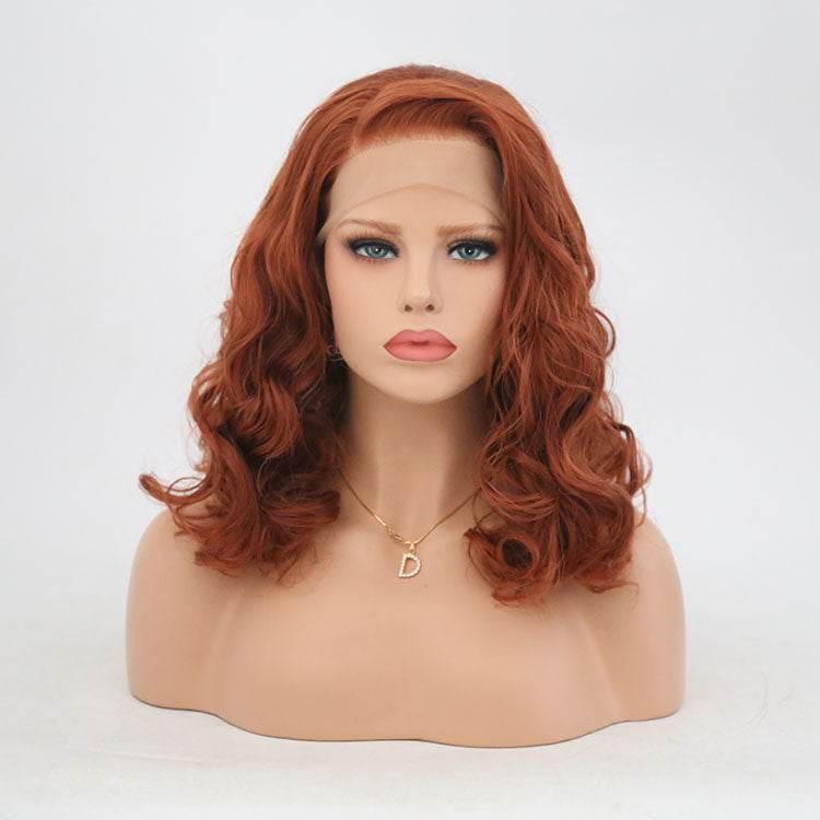 Auburn Curly Bob Wig With Natural-Looking Lace Front
