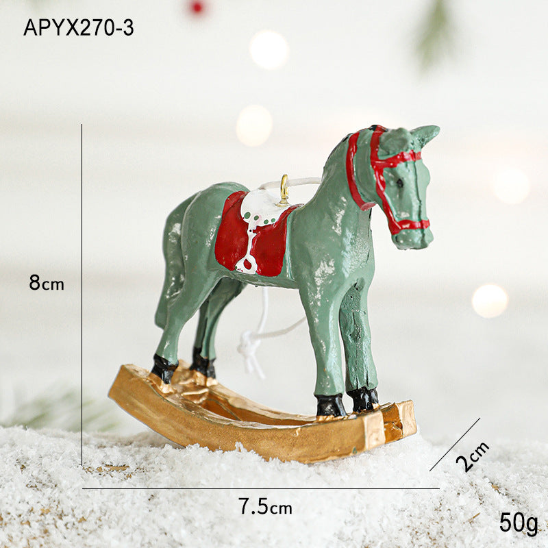 Christmas Tree Ornaments: Vintage Rocking Horse Trio