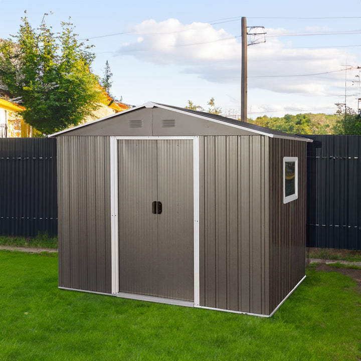 8x6 Outdoor Metal Storage Shed, Waterproof & Lockable