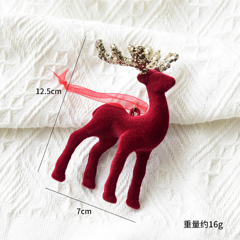 Christmas Reindeer Ornament with Red Flocked Detail
