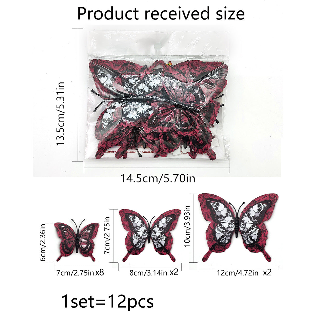 Halloween Wall Stickers — 3D Butterfly & Bat Decor