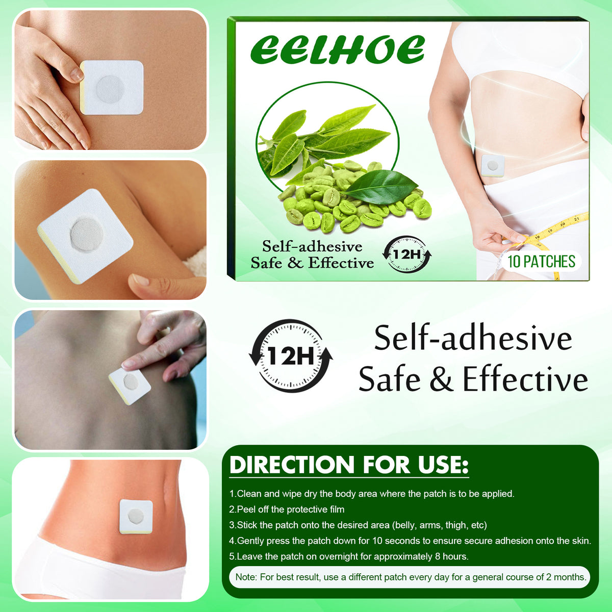 Mint Waist Patches for Convenient 12-Hour Daily Wear