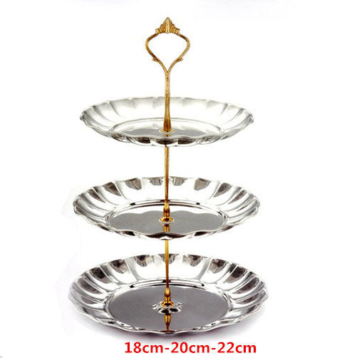 Three-Tier Stainless Steel Serving Stand for Fruit & Cakes