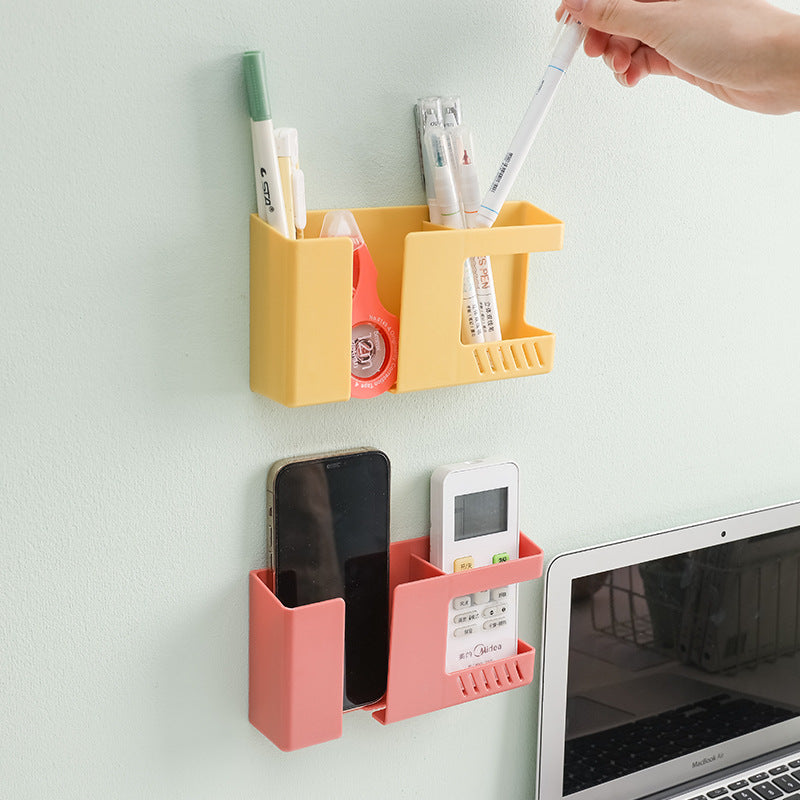 No-Drill Wall Phone Holder and Remote Storage Organizer