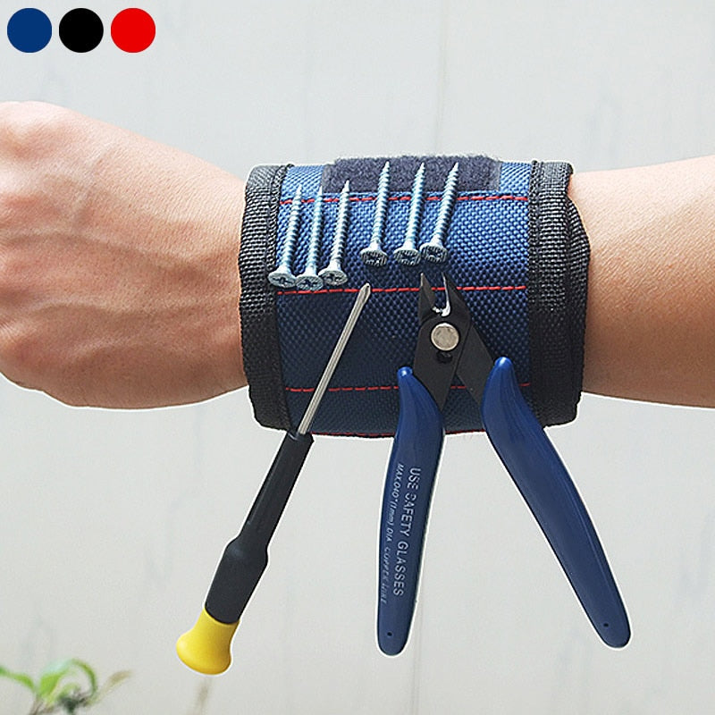 Magnetic Wristband That Holds Screws and Nails at Hand