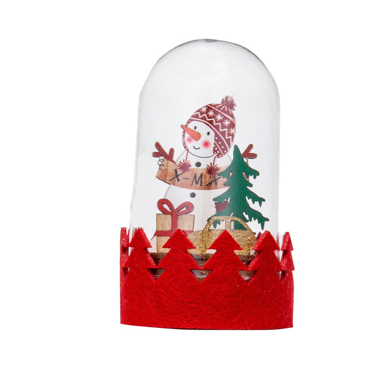 LED Wooden Santa Figurine Dome — Christmas Window Decor