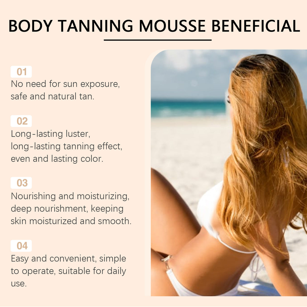 OUHOE Black Body Mousse Summer Tanning Bronzer Moisturizes A