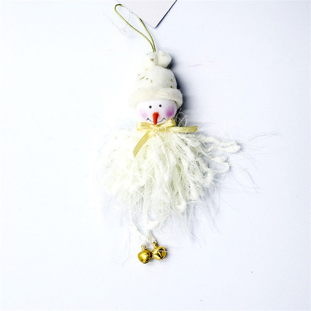 Cute Plush Christmas Tree Ornaments With Gold Bells