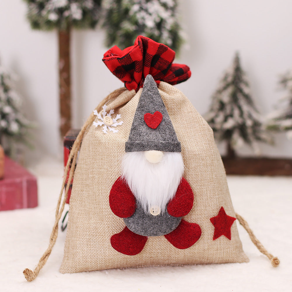 Christmas Gift Bag – Reusable Rustic Santa Drawstring