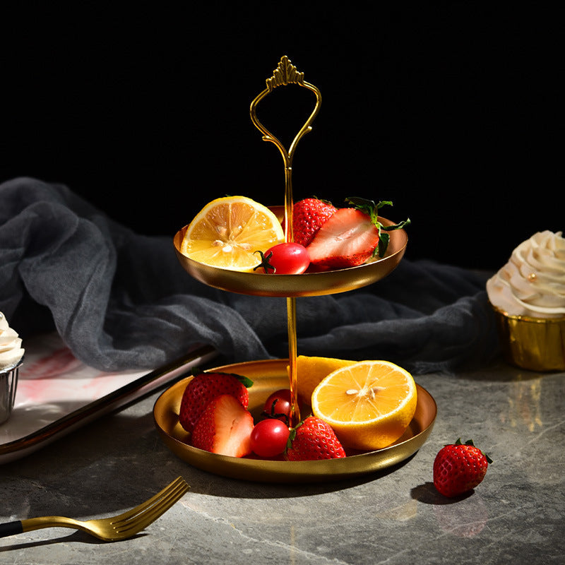 Two-Tier Gold Dessert Stand for Afternoon Tea