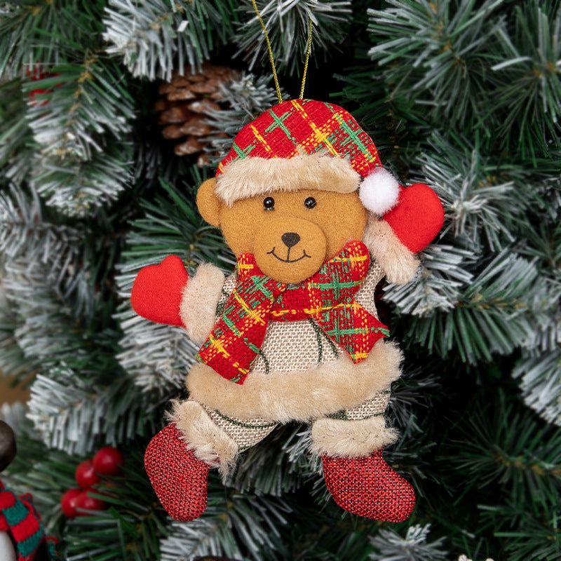 Plush Christmas Tree Ornaments Santa and Reindeer Pair