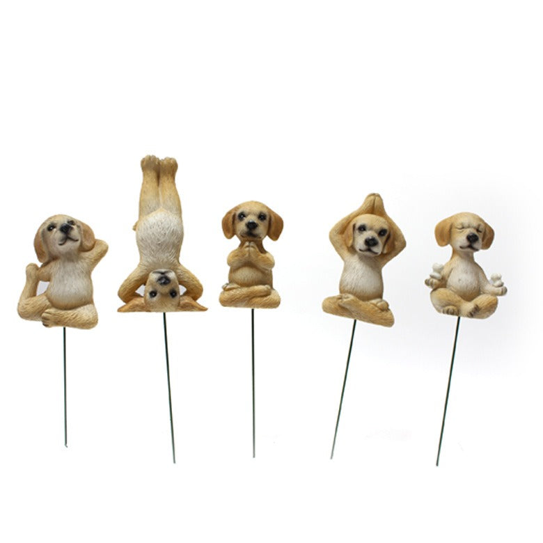 Mini Puppy Yoga Figurines for Garden and Plant Decor