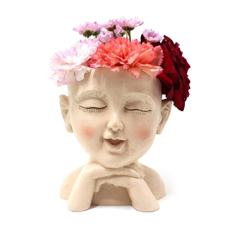 Resin Face Planter Pot for Succulents and Desk Decor