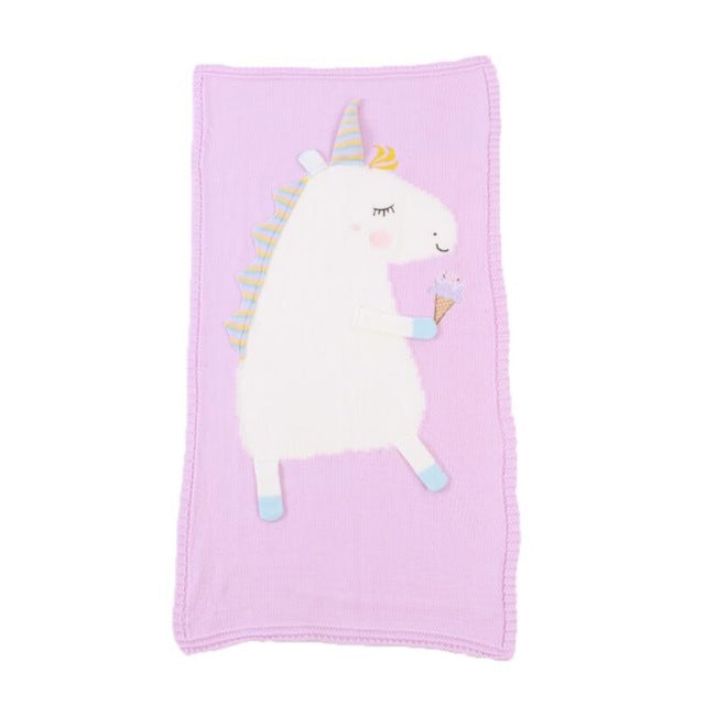 60x120cm Knitted Unicorn Baby Blanket for Cozy Naps
