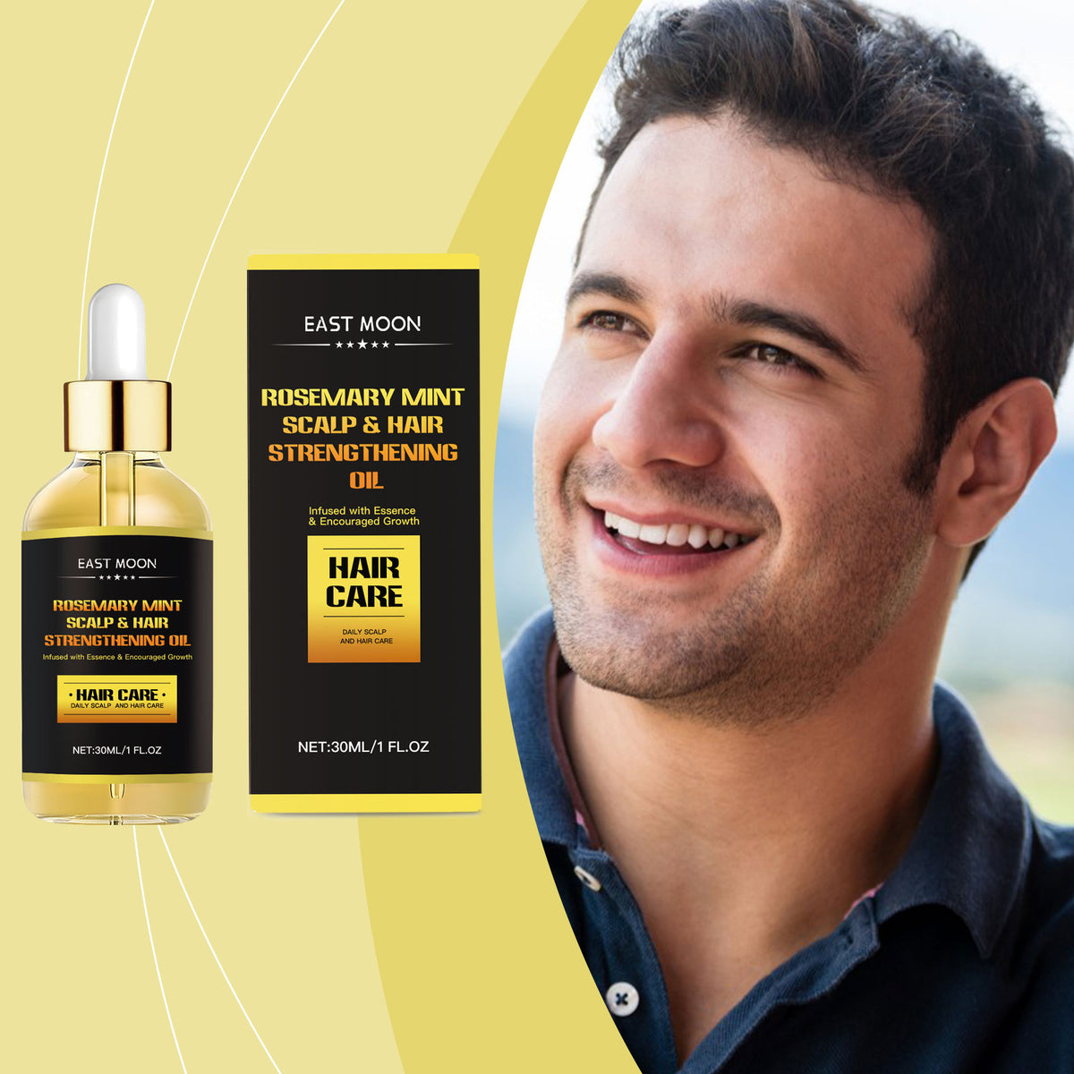 Men's Rosemary Hair Oil for Fuller-Looking, Smooth Hair