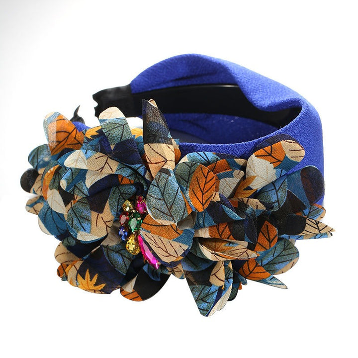 Statement Floral Headband with Anti-Slip Jewel Detail