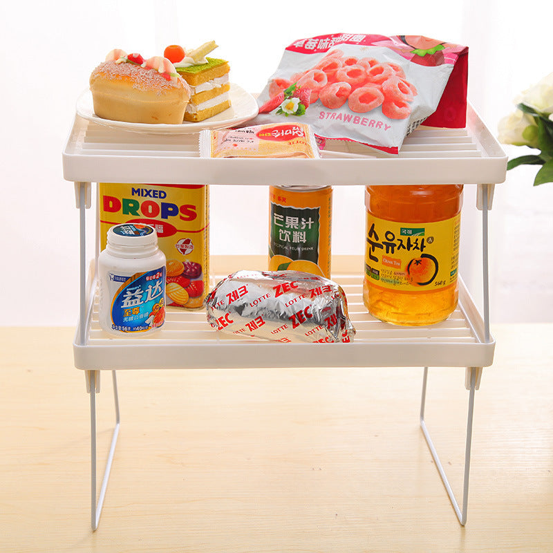 Foldable Two-Tier Kitchen Shelf Rack for Counter Space