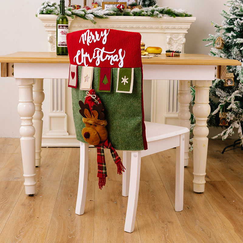 Christmas Chair Covers With 3D Snowman & Reindeer Decor