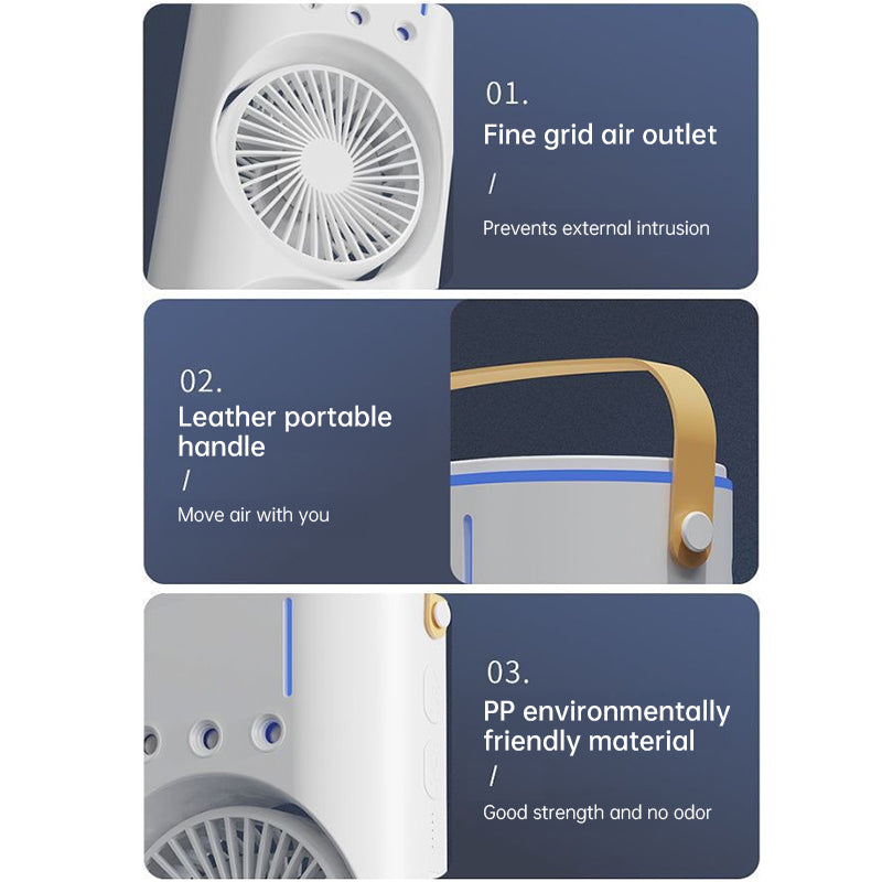 Rechargeable Mini Desk Fan with Mist Spray Cooling