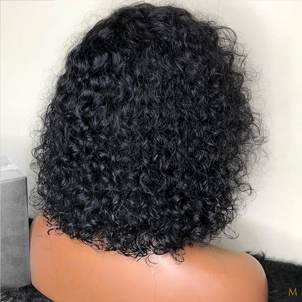 Curly Bob Front Lace Wig With Natural Hairline