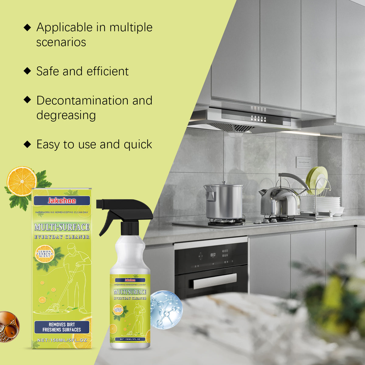 Multi-Surface Cleaner Spray for Kitchen Grease and Dirt