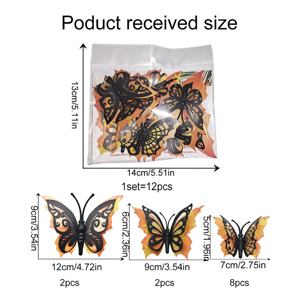 Halloween Wall Stickers — 3D Butterfly & Bat Decor