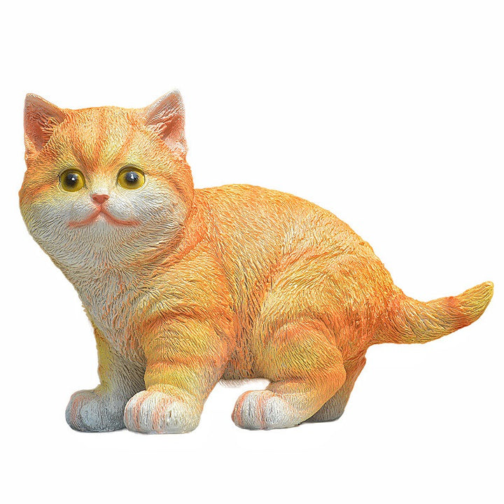 Hand-Painted Orange Tabby Cat Garden Statue for Yards