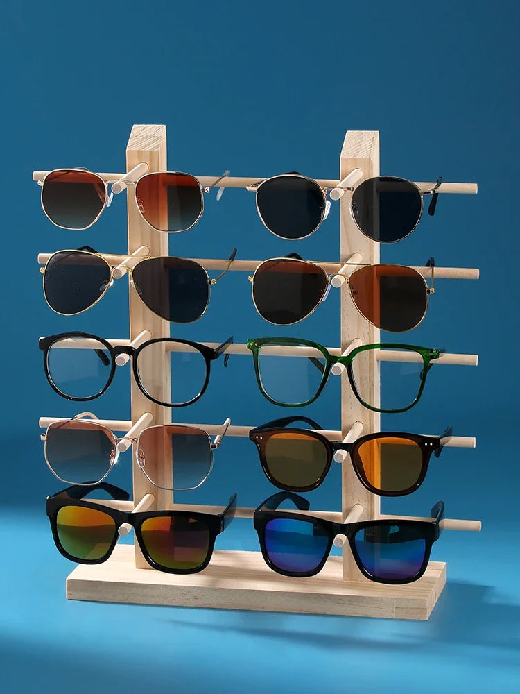 Solid Wood Glasses Display Rack for Eyewear Storage