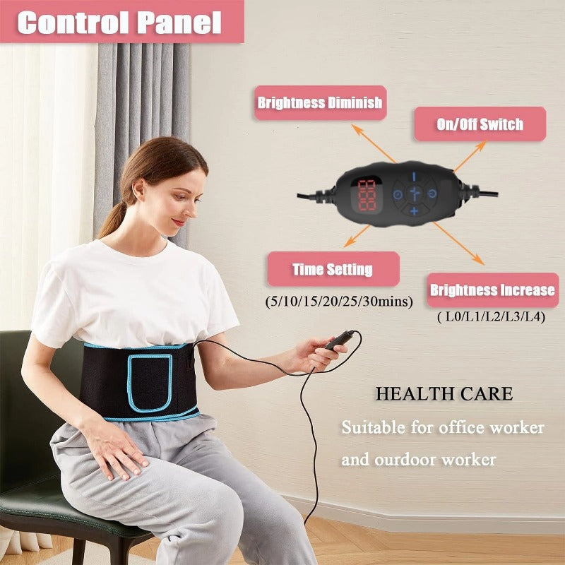 Red Light Therapy Belt with Timer, Pulse & Brightness Modes