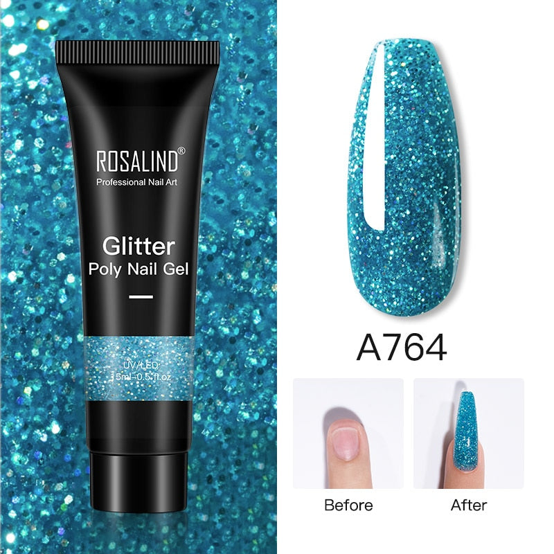 Glitter Poly Nail Gel Extensions for Salon-Style Sparkle