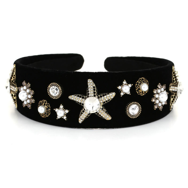 Black Velvet Pearl Headband for Instant Evening Glamour
