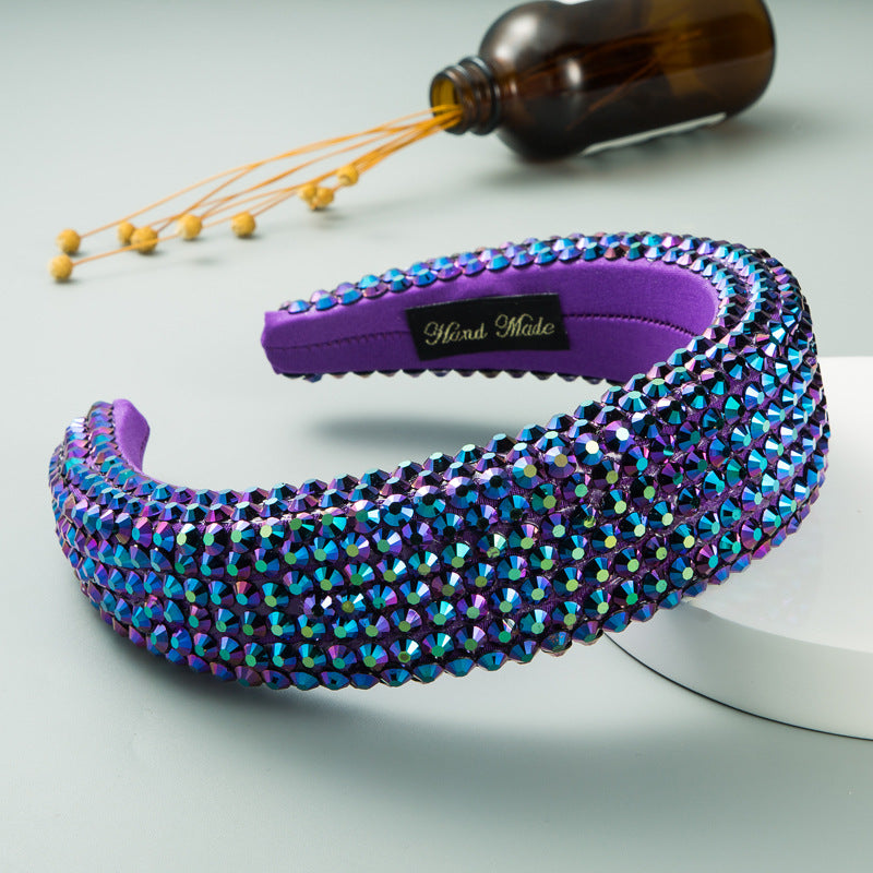 Wide Brim Headband With Full-Drill Sparkle Design