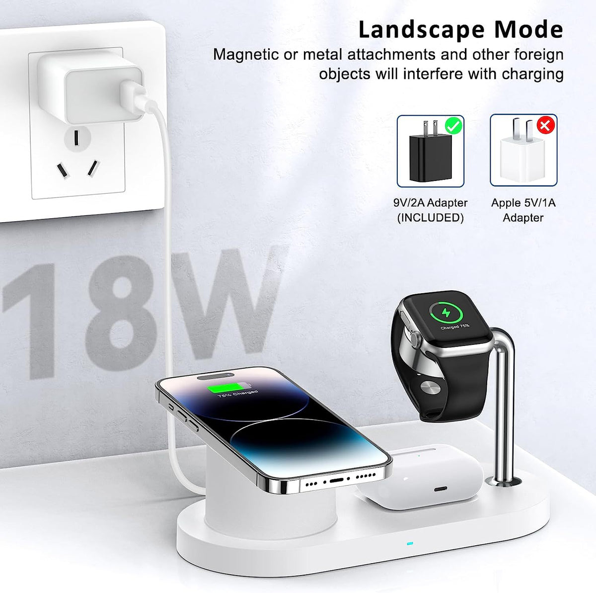 MagSafe 3-in-1 Wireless Charger for iPhone, Watch & AirPods