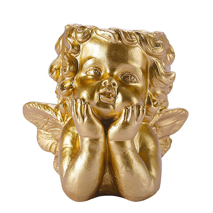 Gold Cherub Planter Decor for Shelves and Tabletops
