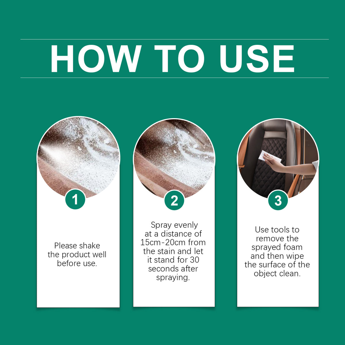 Car Interior Foam Cleaner for Fast Stain Removal & Care