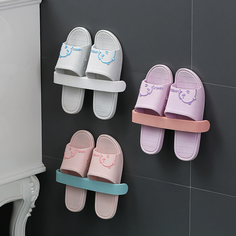 Punch-Free Bathroom Slipper Rack That Keeps Floors Dry