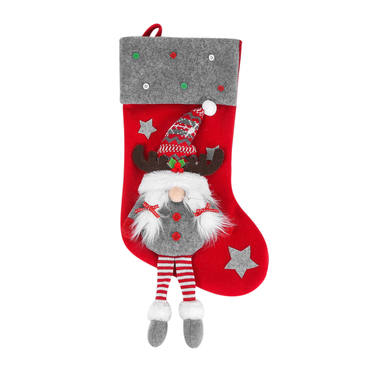 3D Gnome Christmas Stockings for Festive Mantel Decor