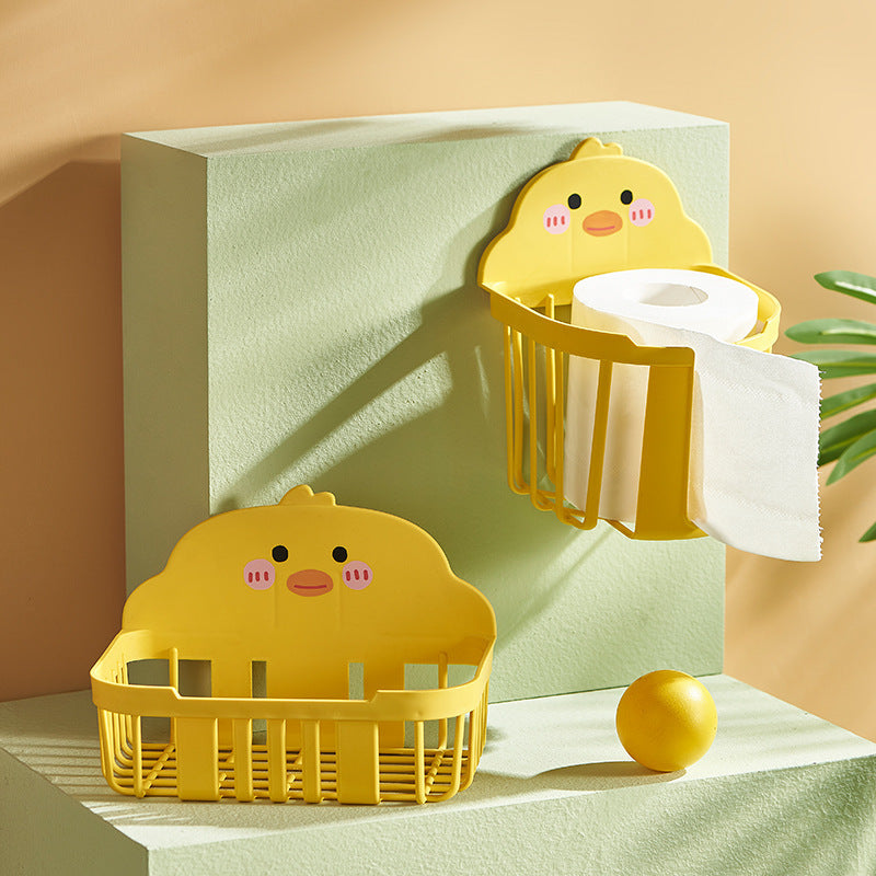 Punch-Free Wall Tissue Box Holder with Cute Chick Design