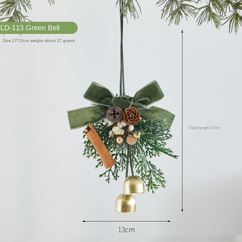 Christmas Bow Bell Ornament for Rustic Tree Decoration