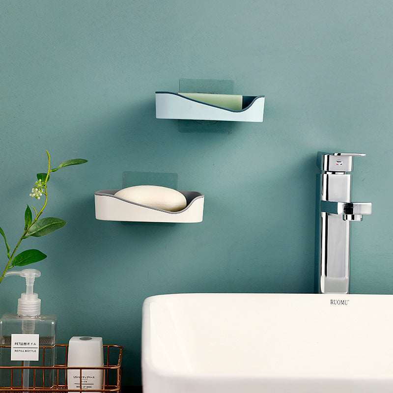 Suction Wall Soap Box with Drainage Ridges, No Drilling