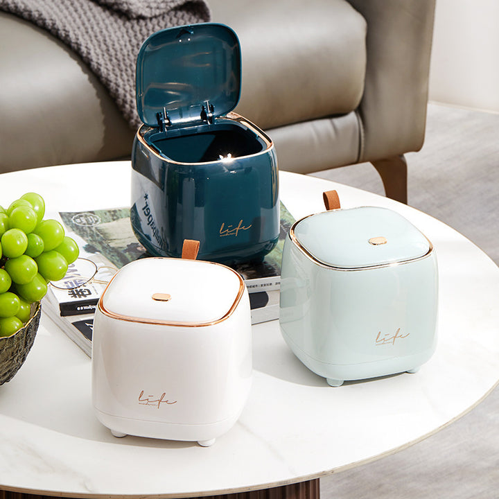 Press-to-Open Square Trash Can for Desk & Coffee Table