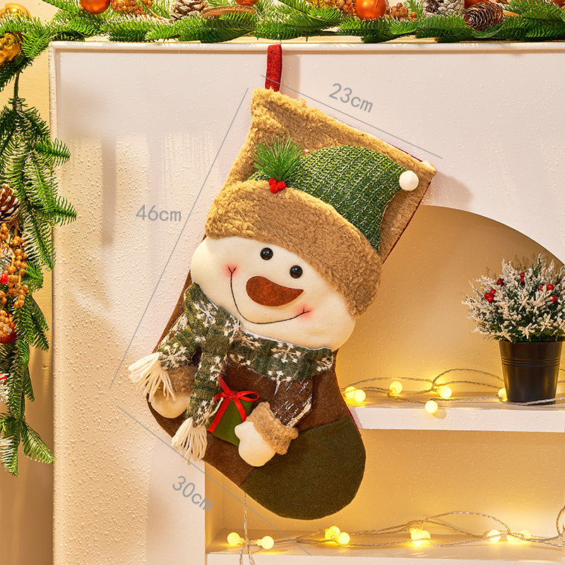 Christmas Character Stocking - Santa & Snowman Gift Bag